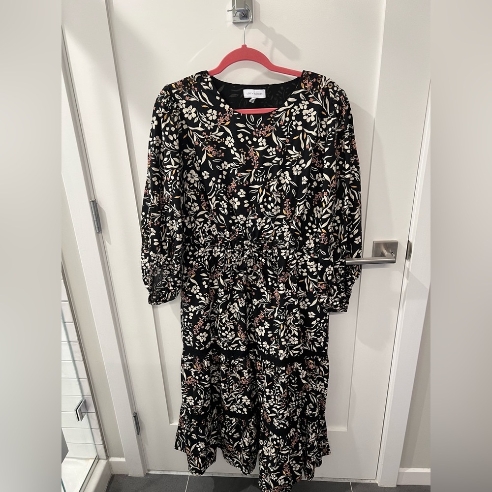 Lost + Wander Black Off White Under the Stars Maxi Dress